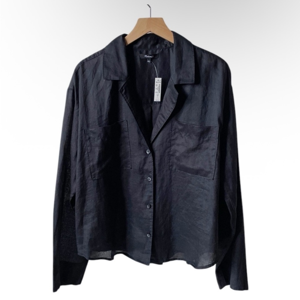Madewell Black Linen Look Shirt M